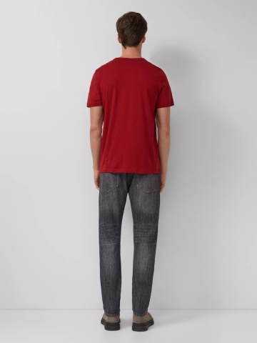 s.Oliver Tricou barbati cu imprimeu frontal, din bumbac, Regular fit, Rosu - Img 5