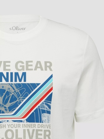 s.Oliver Tricou barbati cu imprimeu text Unleash your inner drive, croiala Regular Fit, Alb - Img 8