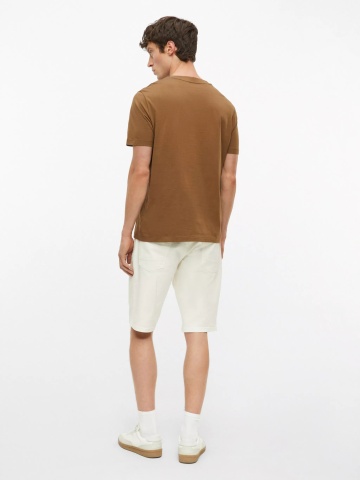 s.Oliver Tricou barbati, din bumbac, cu imprimeu frontal, Maro - Img 2