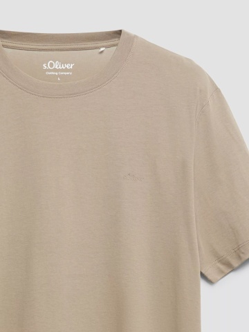 s.Oliver Tricou barbati, din bumbac, la baza gatului, Regular fit, Maro deschis - Img 8