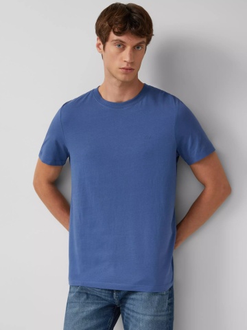 s.Oliver Tricou barbati, Regular fit cu decolteu la baza gatului, imprimeu uni, Albastru inchis