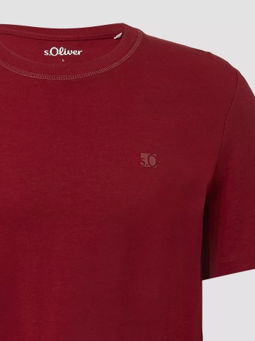 s.Oliver Tricou din jerseu gros, barbati, cu guler rotund si logo, Rosu inchis - Img 8