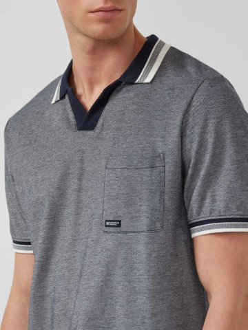 s.Oliver Tricou polo barbati cu anchior din bumbac piqué, Regular fit, Bleumarin inchis - Img 3