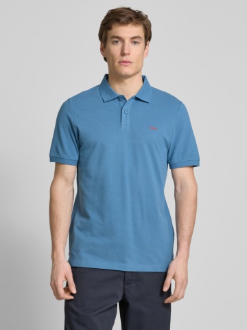s.Oliver Tricou polo barbati, din 100% bumbac, cu logo, Albastru deschis