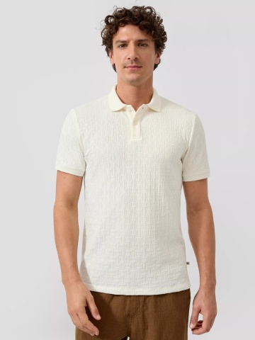 s.Oliver Tricou polo barbati din amestec de bumbac, Regular fit, Crem