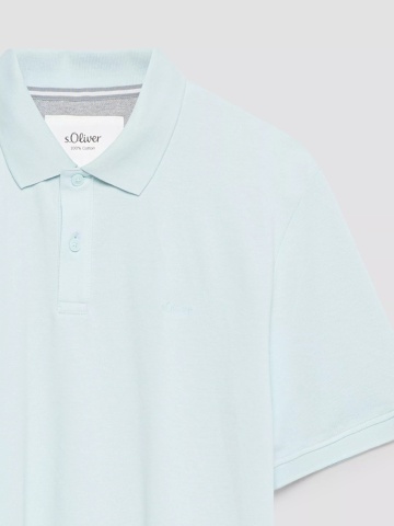 s.Oliver Tricou polo barbati din piqué de bumbac, Regular fit, Albastru deschis - Img 8