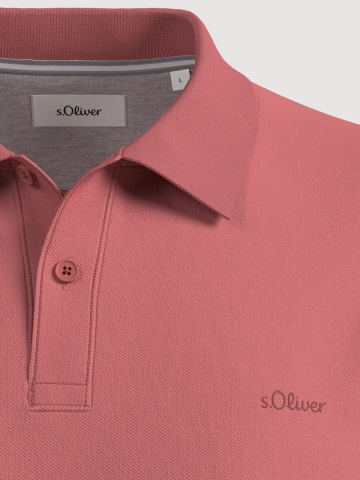 s.Oliver Tricou polo barbati, din piqué de bumbac, Roz prafuit - Img 3