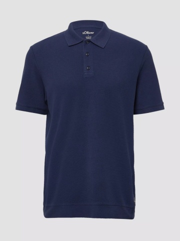 s.Oliver Tricou polo barbati, din piqué waffle, Regular fit, Bleumarin inchis - Img 3