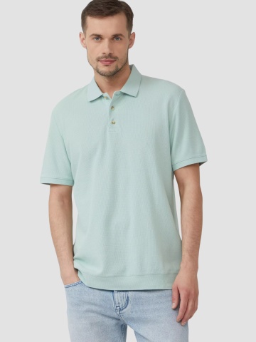 s.Oliver Tricou polo barbati, din piqué waffle, Regular fit, Turcoaz