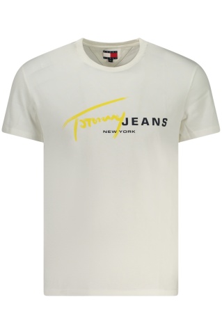 Tommy Jeans Tricou signature barbati, cu imprimeu pe centru, Regular Fit, Alb - Img 1