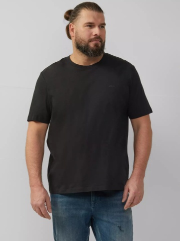 Tricou cu maneca scurta si decolteu la baza gatului, barbati big sizes, Negru - Img 1