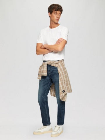 Blugi Mauro, cu talie inalta, croiala Regular Fit, Tapered leg, Albastru inchis - Img 6