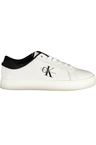 Calvin Klein Jeans Sneakers barbati Classic Cupsole Low Ml Lth, Alb si detalii negre - Img 1
