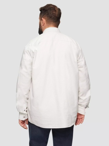 Camasa barbati big sizes, cu maneca lunga si imprimeu in carouri, Regular fit, Alb - Img 3