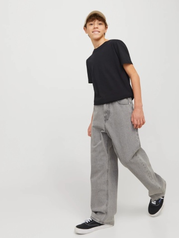 Jack & Jones Blugi baieti, ALEX, cu talie inalta si croiala Baggy Fit, Gri inchis - Img 5