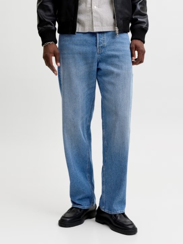 Jack & Jones Blugi barbati ALEX, cu talie inalta si croiala Baggy fit, Albastru