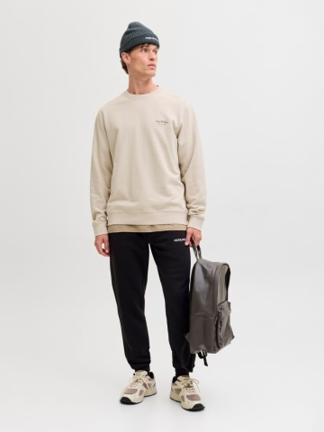 Jack & Jones Bluza barbati, Relaxed fit, cu decolteu la baza gatului, Crem - Img 6