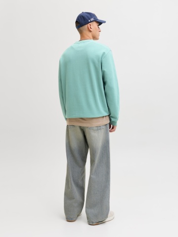 Jack & Jones Bluza barbati, Relaxed fit, cu decolteu la baza gatului, Verde deschis - Img 7