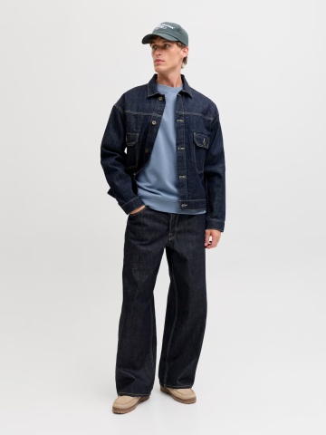 Jack & Jones Bluza barbati, Relaxed fit, cu decolteu la baza gatului, Albastru - Img 6