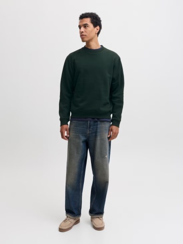 Jack & Jones Bluza barbati, simpla cu decolteu la baza gatului, JJEBRADLEY, Verde inchis - Img 6