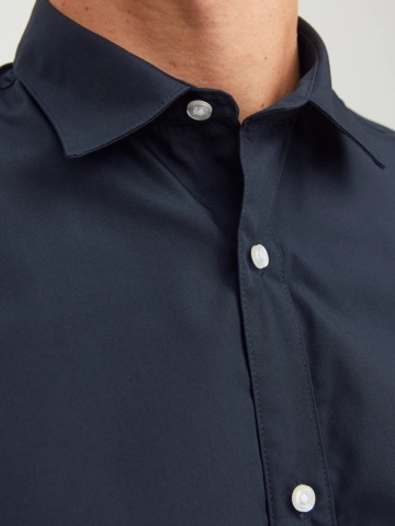 Jack & Jones Camasa barbati, din amestec de bumbac, Slim Fit, Bleumarin inchis - Img 3