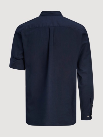 Jack & Jones Camasa barbati, Regular fit, Henry, din bumbac, Bleumarin inchis - Img 9