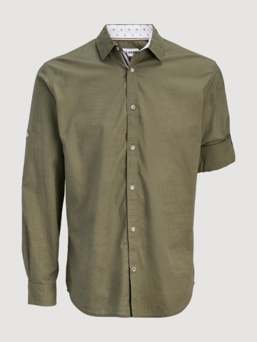 Jack & Jones Camasa barbati, Regular fit, Henry, din bumbac, Olive - Img 8