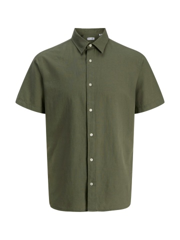 Jack & Jones Camasa cu maneca scurta barbati, din amestec de in, Regular fit, Olive - Img 8