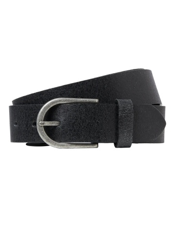 Jack & Jones Curea barbati, din piele naturala de vaca, catarama cu stift, Negru