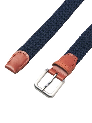 Jack & Jones Curea impletita, barbati, catarama cu stift, Bleumarin inchis - Img 3