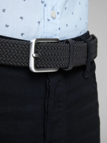 Jack & Jones Curea impletita, barbati, catarama cu stift, Negru