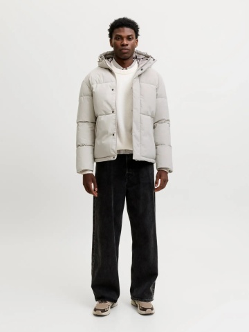 Jack & Jones Geaca barbati, PUFFER, cu gluga, JJESOHO, Bej deschis - Img 6