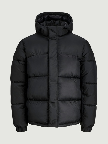 Jack & Jones Geaca barbati, UNION PUFFER, cu gluga detasabila, Negru