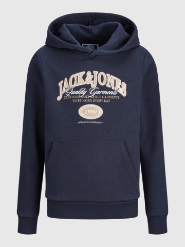 Jack & Jones Hanorac baieti cu imprimeu cu logo si buzunar tip marsupiu, Bleumarin inchis - Img 8