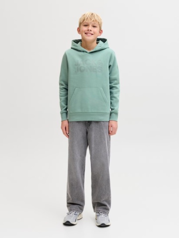 Jack & Jones Hanorac baieti, Regular Fit cu buzunar tip marsupiu si imprimeu cu logo, Verde deschis - Img 6