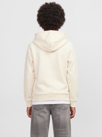 Jack & Jones Hanorac baieti, Regular Fit, fara buzunare, cu imprimeu cu logo, JJCOLLEGEY, Crem - Img 2
