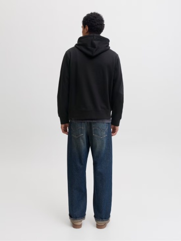 Jack & Jones Hanorac barbati, cu buzunar tip marsupiu, Relaxed Fit, JJEARCHIVE, Negru - Img 2