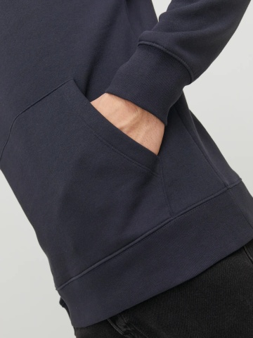 Jack & Jones Hanorac barbati, cu gluga fara fermoar, Relaxed Fit, JJESTAR, Bleumarin inchis - Img 5