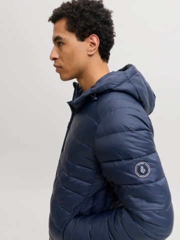 Jack & Jones Jacheta matlasata, barbati, cu gluga, Regular fit, JJEKINGSLEY, Bleumarin inchis - Img 3