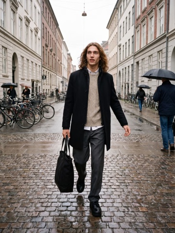 Jack & Jones Palton barbati din amestec de lana, cu dubla inchidere, Bleumarin inchis - Img 6