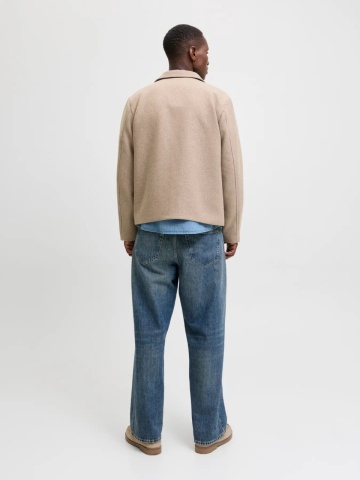 Jack & Jones Palton scurt barbati, JEHARRIS, cu guler inalt si 2 buzunare oblice, Maro deschis - Img 7