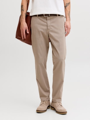 Jack & Jones, Pantaloni chino barbati, cu talie medie, Regular Fit, Jpstollie, Maro