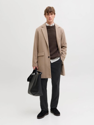 Jack & Jones, Pantaloni chino barbati, cu talie medie, Regular Fit, Jpstollie, Negru - Img 4