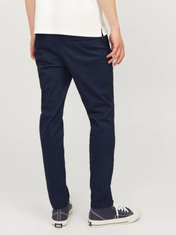 Jack & Jones Pantaloni chino barbati, Dave, croiala Slim fit, Bleumarin inchis - Img 2
