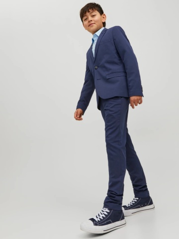 Jack & Jones Pantaloni costum baieti, SOLAR, cu talie medie si croiala Super Slim Fit, Bleumarin - Img 7