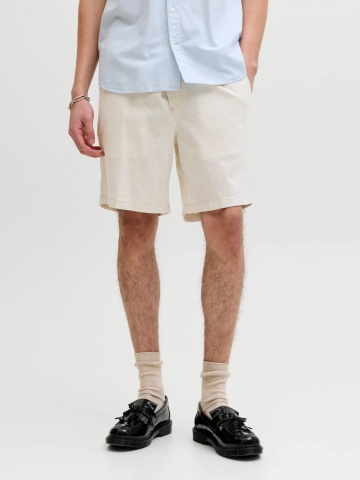 Jack & Jones Pantaloni scurti de trening, barbati, din amestec de in, croiala Regular fit, Bej