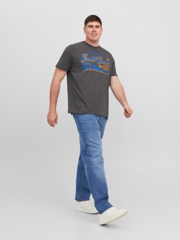 Jack & Jones Plus Blugi Mike, barbati big sizes, cu talie inalta si croiala Conica, Albastru - Img 5