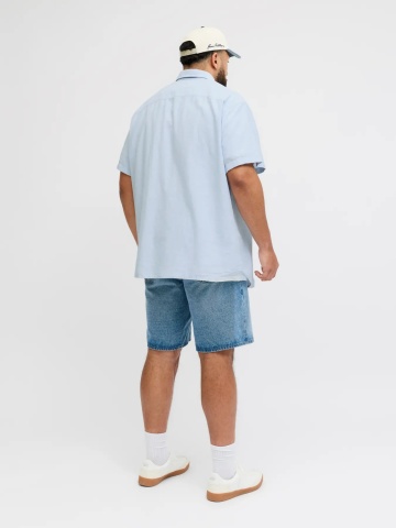 Jack & Jones Plus Camasa barbati big sizes, din amestec de bumbac si in, Albastru - Img 7