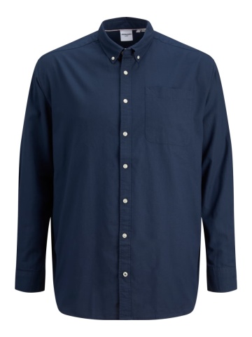 Jack & Jones Plus Camasa casual barbati big sizes, din bumbac organic, Bleumarin inchis - Img 8