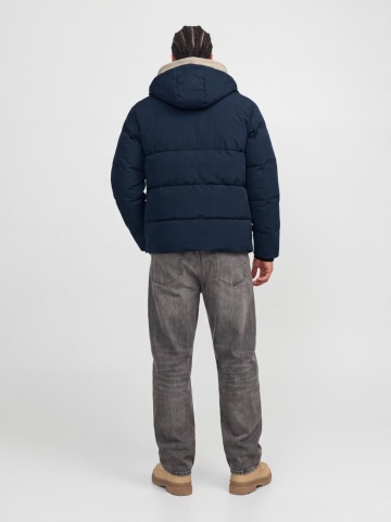Jack & Jones Plus Geaca barbati big sizes, PUFFER, cu gluga, JJEBECKS, Bleumarin inchis - Img 5